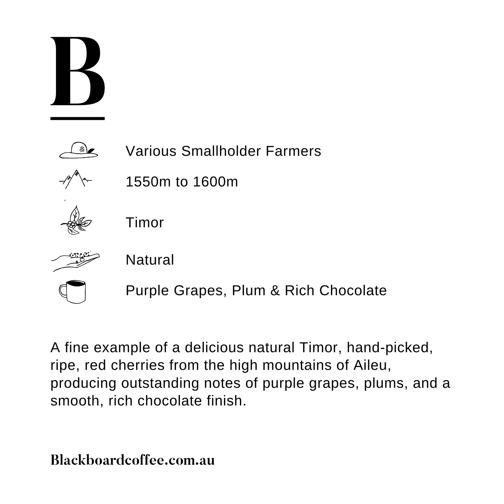 Timore-Leste Natural Single Origin Espresso Coffee
