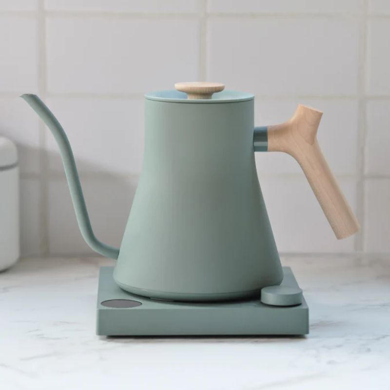 Fellow Stagg Smoke Green & Maple Wood Electric Kettle + FREE COFFEE