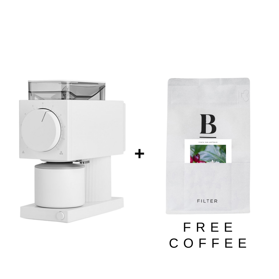 Fellow Ode Gen 2 Brew Coffee Grinder - White + FREE COFFEE